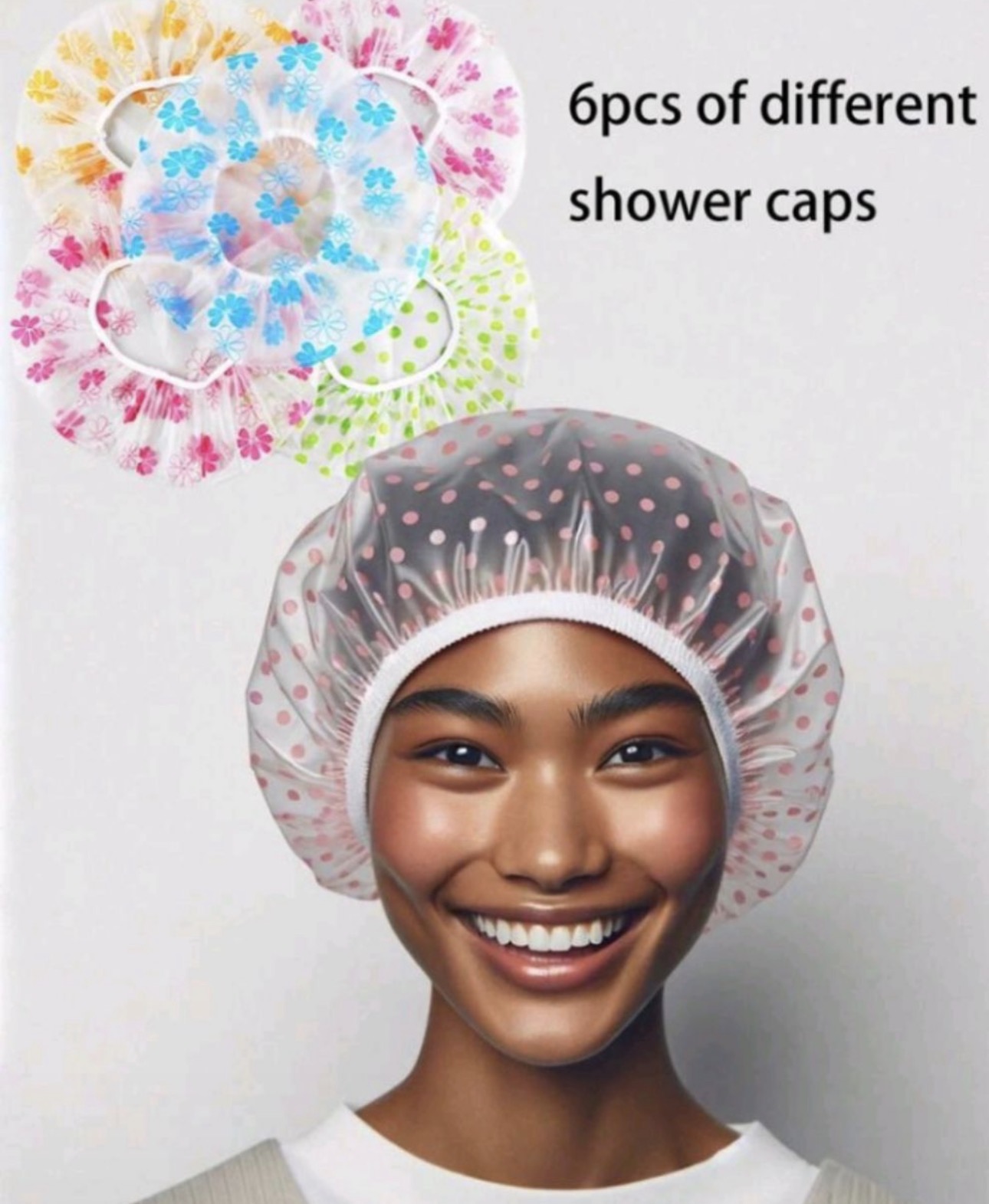 6-Piece Waterproof Floral Shower caps