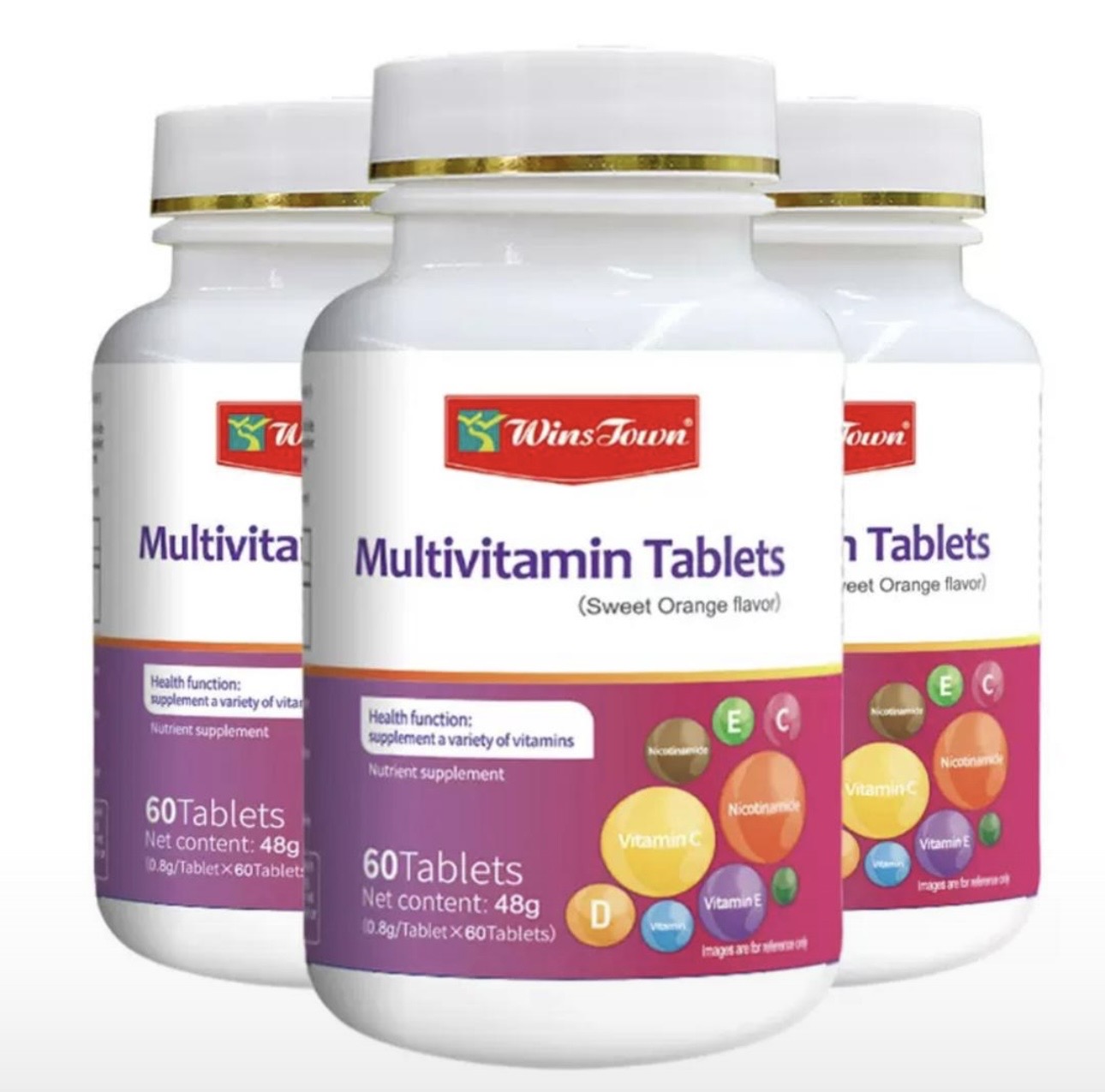 WinsTown Multivitamin Tablets – Sweet Orange Flavor (60 Count)
