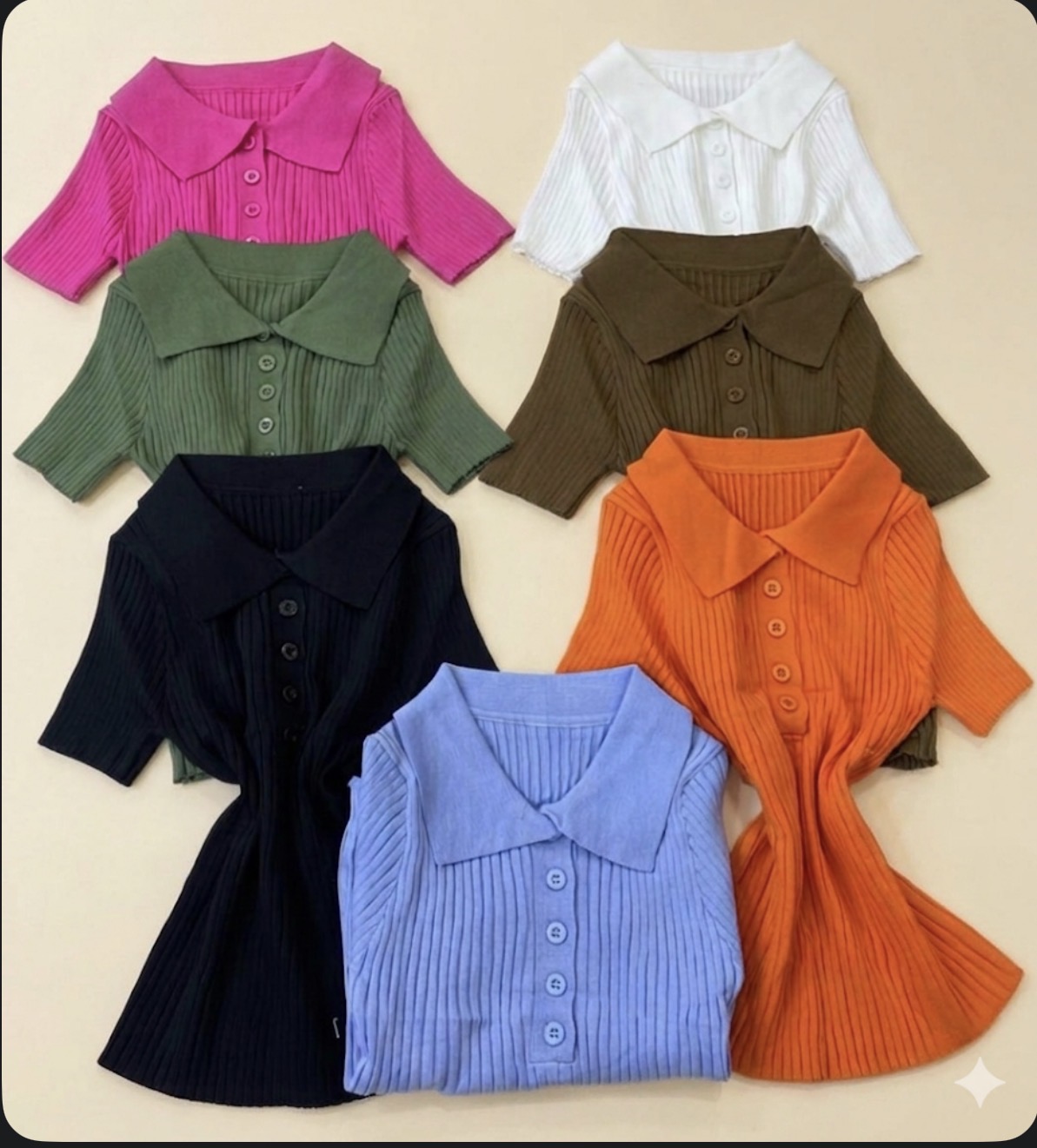 Button-front Collared Knit Top