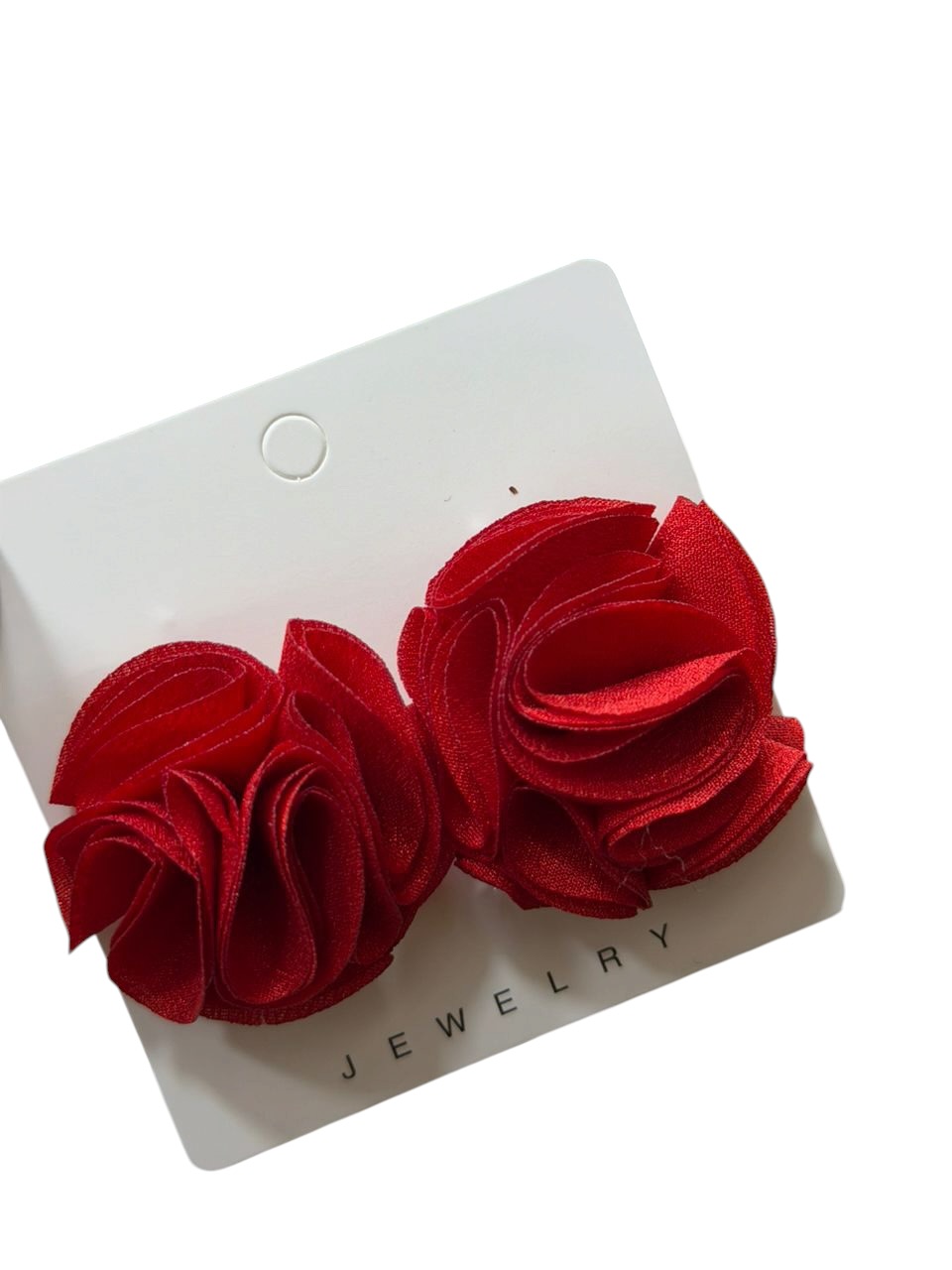 Scarlet Satin Rose Studs
