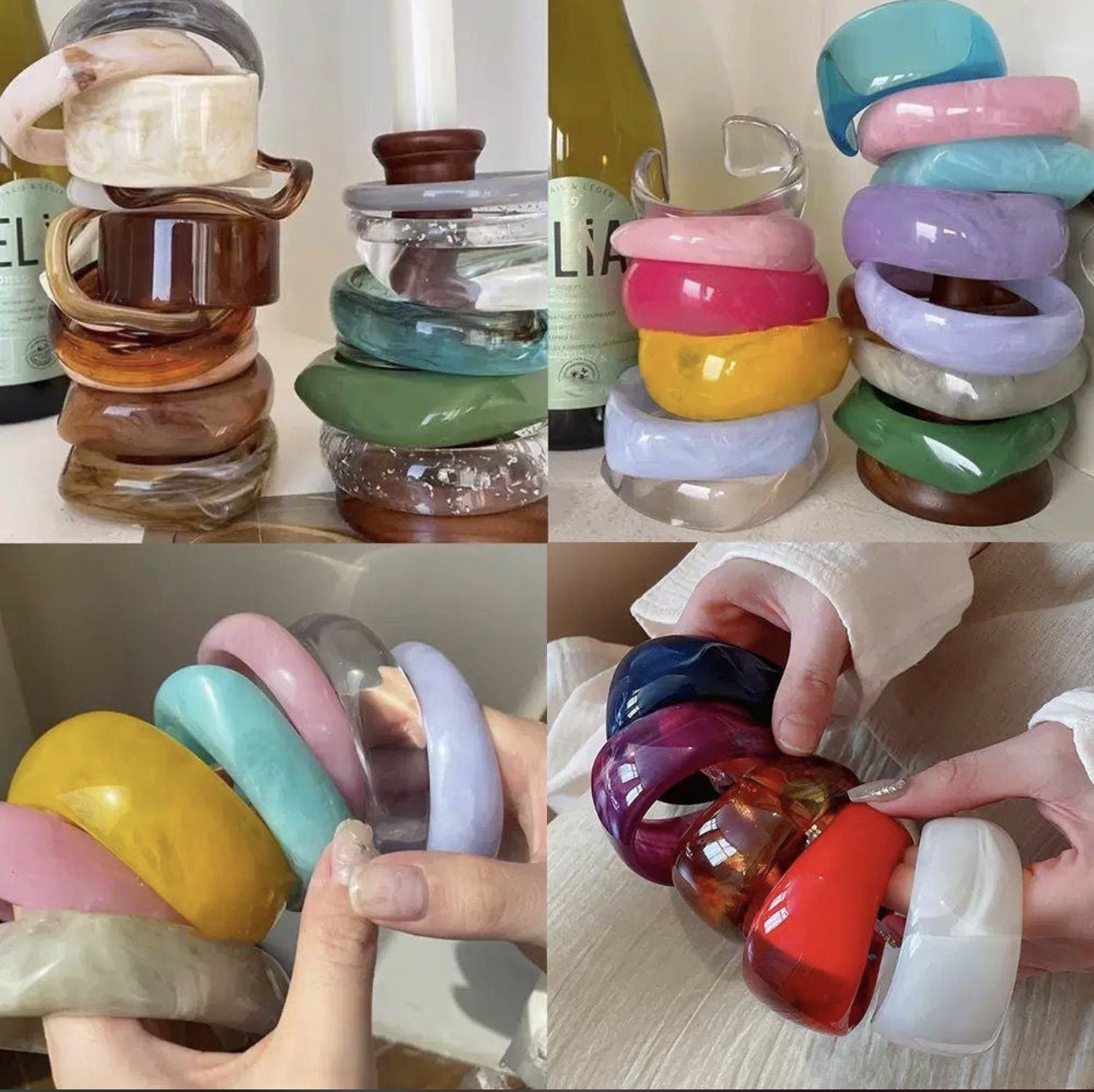 Vibrant Round Resin Bangle 6piece Set