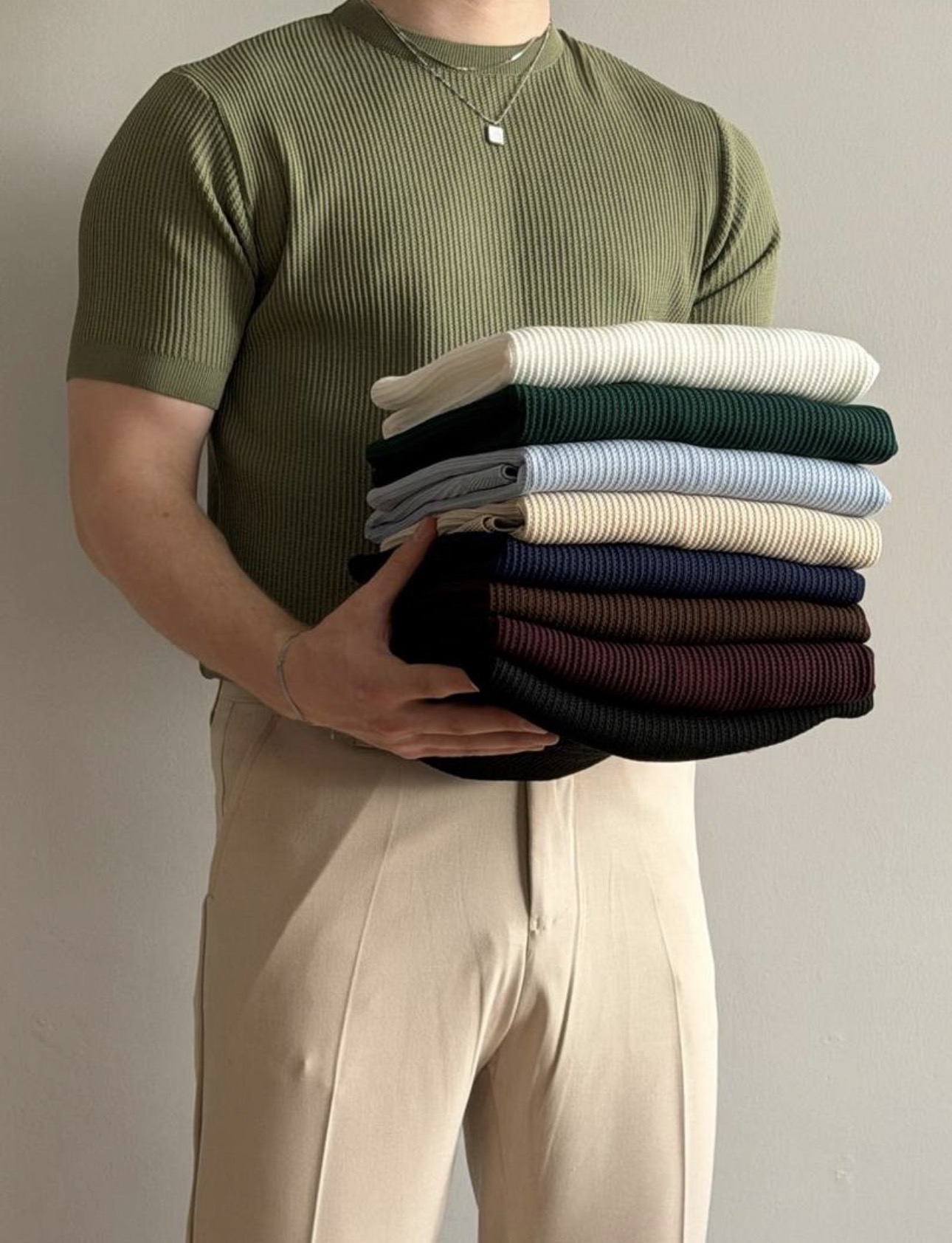 Fit Ribbed Knit T-Shirt