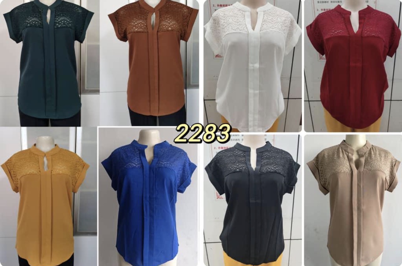 Elegant Lace-Yoke Panel Blouse Chiffon