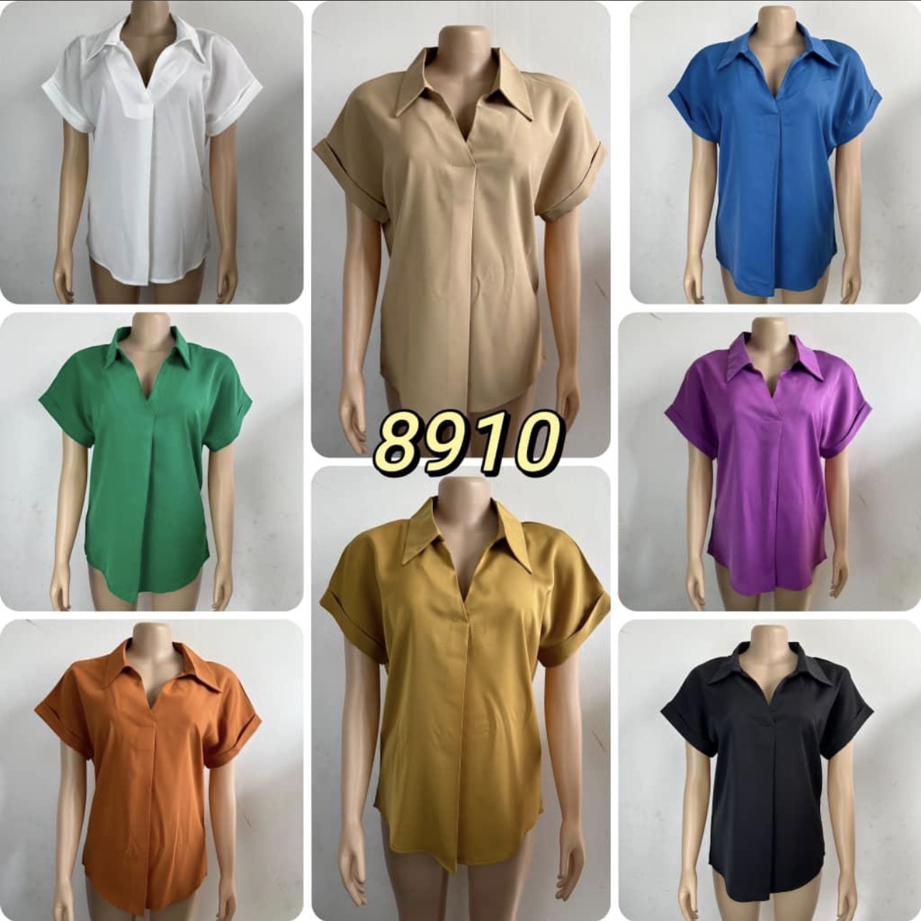 Modern V-Neck Cuffed Blouse Chiffon