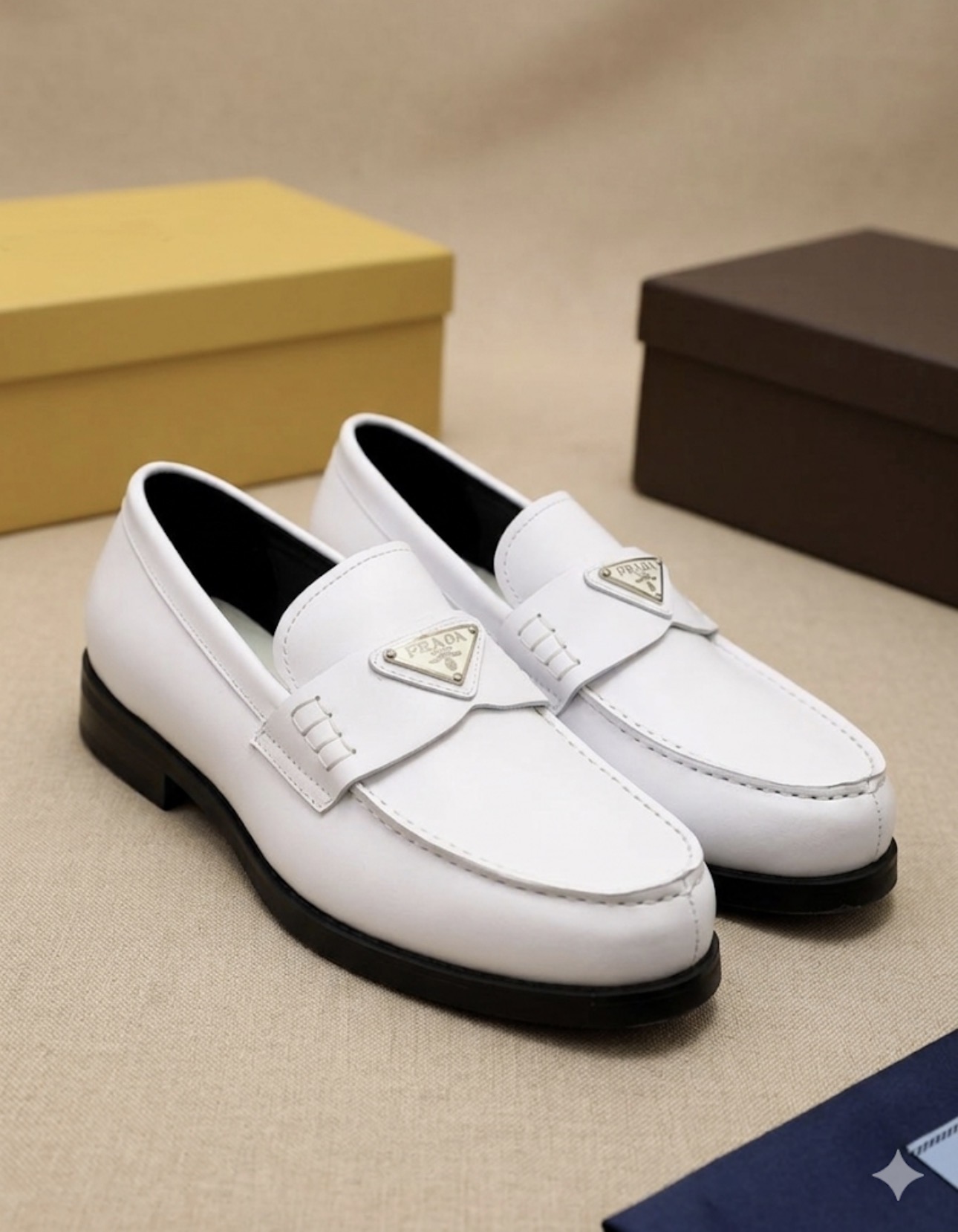 White leatherPrada Loafers