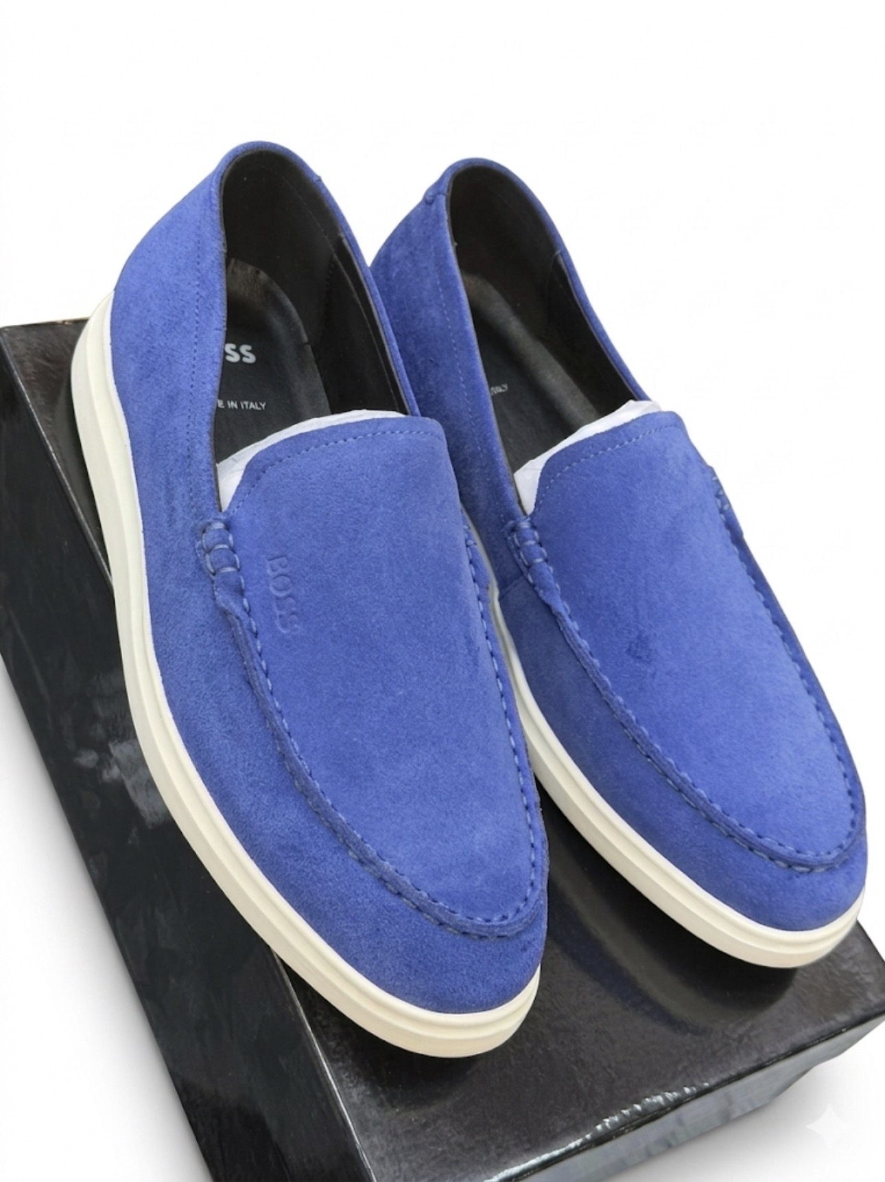 Royal blue suede BOSS loafers